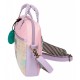 BORSA PORTA PC LAVORO T. LIBERO LOST IN MUSIC GORJUSS SANTORO LONDON ORIG. 32X25X6CM CON TRACOLLA ROSA/LILLA SFUM.100%PU