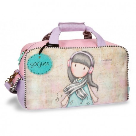 BORSA DA VIAGGIO LOST IN MUSIC GORJUSS SANTORO LONDON ORIGINAL 45X25X25CM ROSA/LILLA SFUM.IDEALE PER PISCINA E PALESTRA