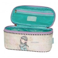 BEAUTY DA VIAGGIO OVALE 1 ZIP CON MANIGLIA LOST IN MUSIC GORJUSS SANTORO LONDON ORIG. 22X10X10CM ROSA/LILLA SFUM.100%PU