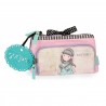 NECESSER 3 ZIP BEAUTY DA VIAGGIO LOST IN MUSIC GORJUSS SANTORO LONDON ORIGINAL 20,5X10,5X8CM ROSA/LILLA SFUM.100%PU