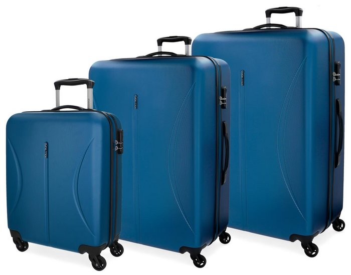 SET 3 TROLLEY ABS 4 RUOTE ROLL ROAD CAMBOYA BLU GAR.2 ANNI VALIGIE  CM55X40X20BAG.MANO STIVA50/70/26-57X80X29 CHIUSU.COMB - Parole e Pensieri