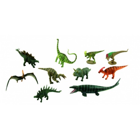 BOX TRASPARENTE10 MINI DINOSAURI ASSORTITI DA 7 A 10CM COLLECTA ARTICOLI PER ADULTI E GIOCHI PER BAMBINI SOPRA I 3 ANNI