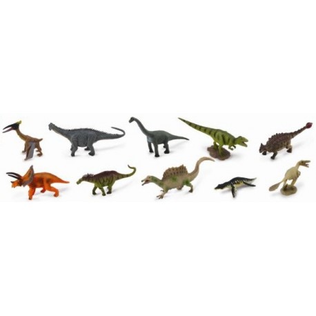 BOX TRASPARENTE10 MINI DINOSAURI ASSORTITI DA 7 A 10CM COLLECTA ARTICOLI PER ADULTI E GIOCHI PER BAMBINI SOPRA I 3 ANNI