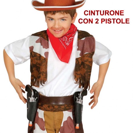 CINTURA DOPPIA FONDINA CON 2 PISTOLE GIOCATTOLO PER TRAVESTIMENTI DI CARNEVALE E PARTY A TEMA WESTERN C.8434077185230