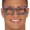 OCCHIALI NERI CON STRASS MULTICOLOR FINTI E APPLICAZIONI PER TRAVESTIMENTI DI CARNEVALE E PARTY VARI COD 17275