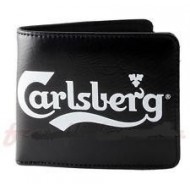 PORTAFOGLIO CARLSBERG UOMO CLASSIC NERO CON STAMPA BIANCA IN SIMILPELLE.10X12CM.CON TASCA PORTASPICCIOLI E P.CARTE