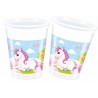 UNICORNO CASTELLO BICCHIERI IN PLASTICA PZ.8 DECORAZIONI PER FESTE