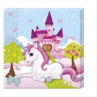 UNICORNO CASTELLO TOVAGLIOLI 32,7CM.X32,7CM PZ.20 .DECORAZIONI PER FESTE