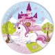 UNICORNO CASTELLO PIATTI IN CARTA 23CM.PZ.8 DECORAZIONI PER FESTE
