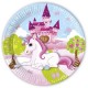 UNICORNO CASTELLO PIATTI IN CARTA 23CM.PZ.8 DECORAZIONI PER FESTE