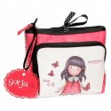 BEAUTY DA VIAGGIO GORJUSS TIME TO FLY SANTORO LONDON ORIGINAL27X17X10CM COMPLETAMENTE APRIBILE 3 ZIP SIMILPELLE 100%PU