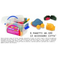 MOROCOLOR EASYDO" PASTA PER MODELLARE 6 PEZZI X 100GR. 13 ACCESSORI CITTA" ,1 TOVAGLIETTA -SENZA GLUTINE