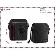 BORSELLO TRACOLLA UOMO AC MILAN ORIGINAL 25X22X7CM NERO 70%PU 30%PVC PRODOTTO UFFICIALE IMMA SPA ITALY