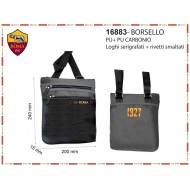 BORSELLO TRACOLLA UOMO AS ROMA ORIGINAL 22X17X4CM NERO 100%PU PRODOTTO UFFICIALE IMMA SPA ITALY