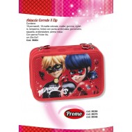 MIRACULOUS ASTUCCIO CORREDO 3 ZIP 41PEZZI FRIXION/GIOTTO/TRATTO/FILA LADY BUG COCCINELLA DISTRIB.DA PANINI SCUOLA ITALY