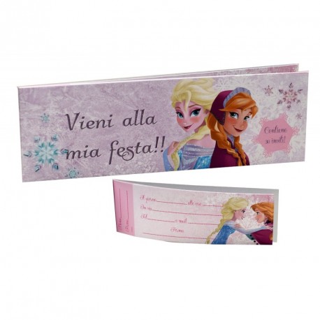 FROZEN DISNEY INVITI PER FESTA 30 FOGLI TIPO ASSEGNO 8X24 CM