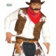 CINTURONE CON CARTUCCIERA CAWBOY CON DISEGNI STAMPA ORO PER TRAVESTIMENTI DI CARNEVALE SPETTACOLI E PARTY A TEMA WESTERN