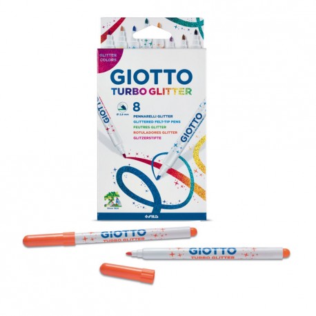 GIOTTO TURBO GLITTER PENNARELLI CON SPECIALI INCHIOSTRI GLITTER IN 8 DIVERSI COLORI PUNTA 2,8MM