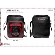 BORSELLO TRACOLLA AC MILAN 24X17X5CM NERA TASCA CON ZIP ESTERNA + 1 INTERNA CON STAMPA ROSSA PRODOTTO UFFICIALE 100%PL