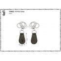 PORTACHIAVI IN VERA PELLE NERO FC JUVENTUS CON MOSCHETTONE E 3 ANELLI IN ACCIAIO PRODOTTO UFFICIALE NUOVO LOGO