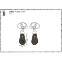 PORTACHIAVI IN VERA PELLE NERO FC JUVENTUS CON MOSCHETTONE E 3 ANELLI IN ACCIAIO PRODOTTO UFFICIALE NUOVO LOGO