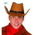 CAPPELLO COW BOY LUSSO 39CM CON FASCIA SOMBRERO SCAMOSCIATO PER TRAVESTIMENTI DI CARNEVALE E SPETTACOLI A TEMA WESTERN