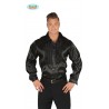 CAMICIA DISCO NERA IN RASO TG M ADULTO PER TRAVESTIMENTI DI CARNEVALE SERATE DI SPETTACOLI PARTY VARI ANNI 80 DISCOTECA