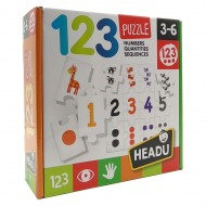 BOX 27 PEZZI PUZZLE NUMBERS QUANTITIES SEQUENCES 1 2 3 .HEADU MADE IN ITALY