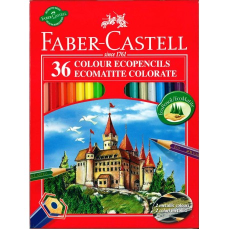 ASTUCCIO MATITE PASTELLI LEGNO 36+3 OMAGGIO COLORI BRILLANTI LUMINOSI + MATITA GRAFITE + TEMPERINO FABER CASTELL GERMANY