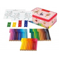 SET BALLERINA 33 PENNARELLI A FIBRA COLORI BRILLANTI +2 SCHEDE DA COLORARE COFANETTO LATTA 19X13X7,3CM FABER CASTELL