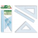 SET 3 PEZZI PER MANCINI COPPIA SQUADRETTE 45°/60° 20CM + RIGA 30CM AZZURRINO IN PLASTICA TRASPARENTE ARDA MADE IN ITALY