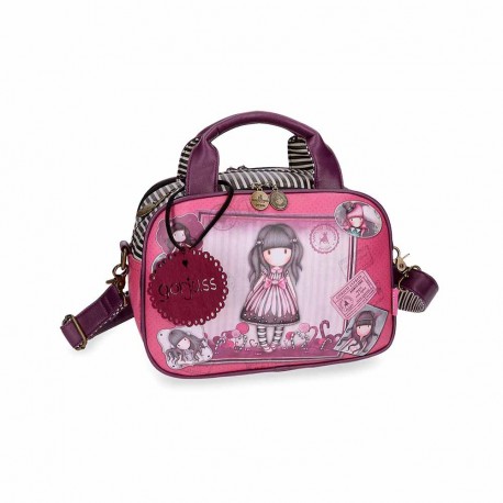 BORSA CON TRACOLLA 3 ZIP MULTI TASCHE DA VIAGGIO SUGAR & SPICE GORJUSS SANTORO LONDON ORIGINAL 28X21X17CM.SIMILPELLE