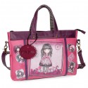 BORSA CON TRACOLLA GORJUSS SANTORO SUGAR & SPICE LONDON ORIGINAL IN SIMILPELLE CON ZIP 39X28X6,5CM 2 TASCHE+ 2 CON ZIP