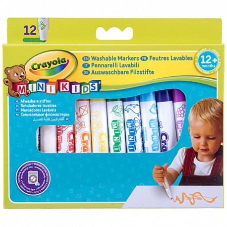 CRAYOLA PENNARELLI MINI KIDS 12MESI+ LAVABILI SENZA SAPONE PUNTA SICURA E ARROTONDATA TRATTO LARGO TOPO QUALITY