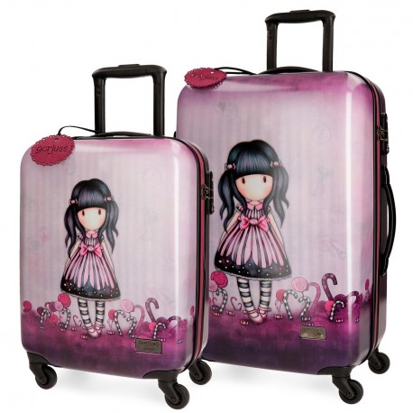 SET 2 TROLLEY DA VIAGGIO ABS 4 RUOTE GORJUSS SUGAR \u0026 SPICE SANTORO LONDON  VALIG.37X55X20CM BAG.A MANO DA STIVA 45X67X26 - Parole e Pensieri