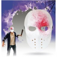 MASCHERA SERIAL KILLER SCARY M.PVC BIANCA CON SCHIZZI DI SANGUE X TRAVESTIMENTI DI HALLOWEEN PARTY A TEMA HORROR SCREAM