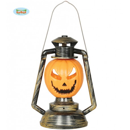 LANTERNA 32 CM IN PLASTICA ZUCCA CON LUCI CHE RIDE ART.DECORATIVI PER ADDOBBI HALLOWEEN PER LOCALI E PARTY A TEMA HORROR