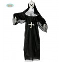 SCHELETRO SUORA CON VESTITO 90CM OCCHI CON LUCI PARLA E SI MUOVE ART.DECORATIVI DI HALLOWEEN X VETRINE E ADDOBBI HORROR