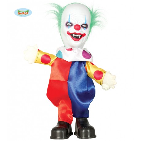 PAGLIACCO ASSASSINO CLOWN BALLERINO CON LUCI 42CM SUONA E BALLA ARTICOLI DECORATIVI DI HALLOWEEN VETRINE E PARTY HORROR