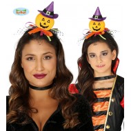 CERCHIETTO DIADEMA ZUCCA HALLOWEEN CON CAPPELLINO E APPLICAZIONI ACCESSORI PER TRAVESTIMENTI E PARTY A TEMA