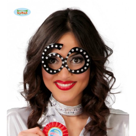 OCCHIALI A FORMA DI NUMERO 60 PER 60° COMPLEANNO NERI CON STRASS PER FESTE E PARTY DI COMPLEANNO COD.7123