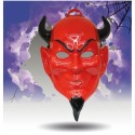 MASCHERA DIAVOLO IN PVC RIGIDA CON ELASTICO PER TRAVESTIMENTI DI HALLOWEEN CARNEVALE E PARTY A TEMA DEVIL HORROR