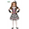 COSTUME CARNEVALE CLOWN DARK CIRCUS 7/9 ANNI VESTITO MANICHE DIADEMA PER TRAVESTIMENTI DI HALLOWEEN CARNEVALE NO ACCESS