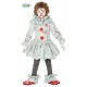 COSTUME CARNEVALE PAGLIACCIO ASSASSINO BABY 5/6 ANNI VESTITO COLLO COPRIGAMBE PER TRAVESTIMENTI DI HALLOWEEN CARNEVALE