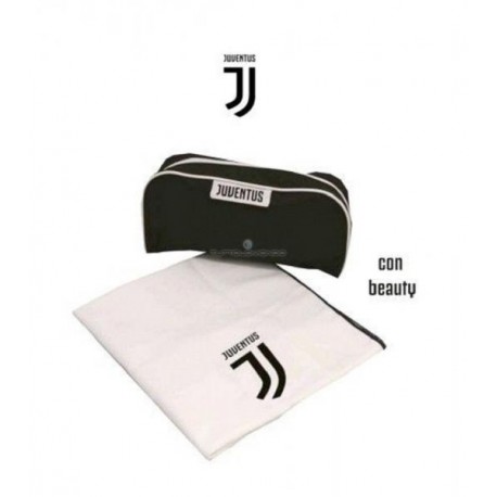 SET 2 PEZZI BEAUTY DA VIAGGIO 26X14X5CM + TELO SPORT IN MICROFIBRA 50X100CM FC JUVENTUS PRODOTTO UFFICIALE IMMA ITALY