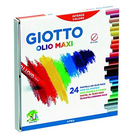 GIOTTO OLIO MAXI PASTELLI AD OLIO 24 COLORI DA 11MM RICCHI E COPRENTI SI STENDONO CON FACILITÀ GIOTTO FILA ITALY