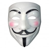 MASCHERA RIGIDA BIANCA ANONIMOUS TRAVESTIMENTI DI CARNEVALE HALLOWEEN E PARTY A TEMA ANONYMOUS V PER VENDETTA HORROR