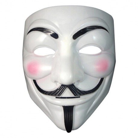 MASCHERA RIGIDA BIANCA ANONIMOUS TRAVESTIMENTI DI CARNEVALE HALLOWEEN E PARTY A TEMA ANONYMOUS V PER VENDETTA HORROR