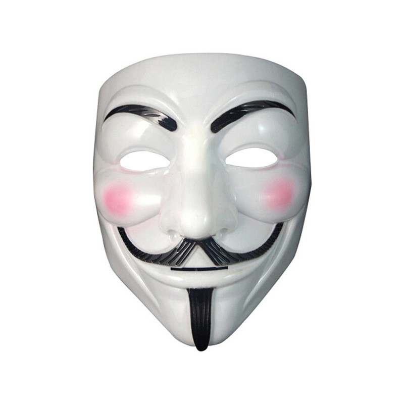 MASCHERA RIGIDA BIANCA ANONIMOUS TRAVESTIMENTI DI CARNEVALE HALLOWEEN E  PARTY A TEMA ANONYMOUS V PER VENDETTA HORROR - Parole e Pensieri