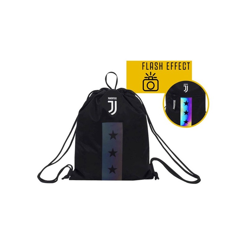 SAKKY BAG FC JUVENTUS ZAINO A SACCA CON BANDA FLASHCOLOR 37X47CM NERA CON  SPALLACCI PRODOTTO UFFICIALE SEVEN ITALY - Parole e Pensieri